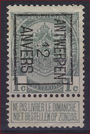 Rijkswapen Nr. 81 TYPO Voorafgestempeld Nr. 20 B ANTWERPEN 12 ANVERS Met Variëteit " Gebroken 1 In 12 " ; Zie Scan ! - Tipo 1906-12 (Stendardi)