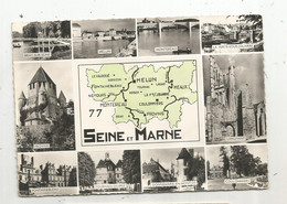 Cp , Carte Géographique,77 , SEINE ET MARNE ,multivues ,voyagée 1960 , Ed. Estel - Cartes Géographiques