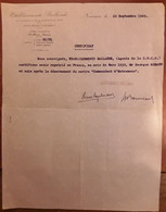 Ets BALLANDE,Nouméa Nouvelle Calédonie,certificat " Rapatriement G Robard,Navire Commandant D'Estremeau,mars 1930 " 1949 - Bateaux