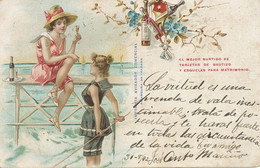 Pretty Pin Up Pioneer Card 1902 Bathing Girls Advert . P. Used Guanabacoa Cuba - Pin-Ups