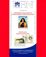 Nuovo - VATICANO - 2020 - Bollettino Ufficiale - S. Teresa Delle Ande - Europa, Antiche Vie Postali  - BF 04 - Lettres & Documents