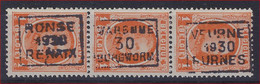 HOUYOUX Nr. 190 Voorafgestempeld Nr. 5326 , 5337 En 5335 Samenhangend RONSE + WAREMME En VEURNE ; Staat Zie Scan ! RRR - Roller Precancels 1930-..