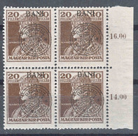Romania Overprint On Hungary Stamps Occupation Transylvania 1919 Mi#47 I Mint Never Hinged Pc. Of Four - Transsylvanië