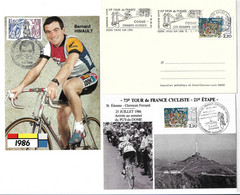 Tour De France 1986 Un Lot De 9 Cartes Cachets D'étapes. - Ciclismo