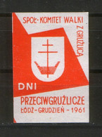 POLAND, Polen, Pologne Revenue, Charity Stamp Tuberculosis Control Committee Lodz - Fiscali