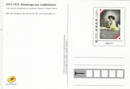 France Entier Postal Illustré 1914 - 1918 Hommage Aux Combattants Carte Allemande Grande Guerre : Je Me Languis ... - Standard- Und TSC-AK (vor 1995)