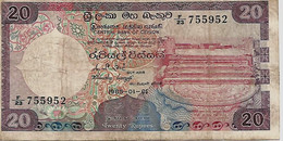 CEYLAN – 20 Rupees (01/01/1985) - Sri Lanka