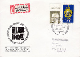 R Brief Mit Sonder R Zettel, NEZ - München IBRA '73;  413 Ub "c" - R- & V- Vignette