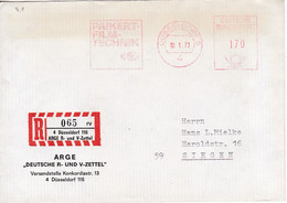 R Brief Mit Sonder R Zettel, NEZ Eingedruckt, 4 Düsseldorf 116, ARGE R- Und V-Zettel, 065 Ub "rv" - R- & V- Vignette