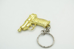 Vintage TOY GUN : Gold Walther P38 - L=4cm - Keychain 1980s - Keywords : Cap - Cork Gun - Rifle - Revolver - Pistol - Decorative Weapons
