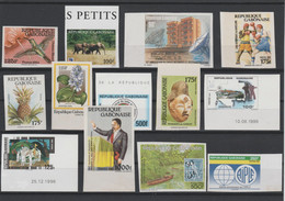 Gabon Gabun 1990 - 2010 Lot 13 X Non Dentelés ND Imperf Ungezähnt Box Elephants Dove Stamp On Stamp Ananas Bongo Flower - Gabon (1960-...)