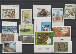 Gabon Gabun 1990 - 2010 Lot 14 X Non Dentelés ND Imperf Ungezähnt Elephant Bird Ocean Plants Prehistory - Gabun (1960-...)