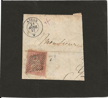 15cs Rose 24B Sur Fragment AIGLE 21.4.1857 Signé V.der Weid - Gebraucht