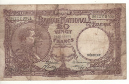 BELGIUM   20 Francs P111  (King Albert, Queen Élisabeth)  Dated 16.01.1943 - 20 Franchi