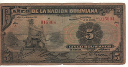 BOLIVIA  5 Bolivianos  P106   Dated 11 De Mayo 1911   ( Mercury ) - Bolivië