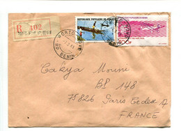 BENIN Cotonou Porto Novo 1983 - Affr. Sur Lettre Recommandée - Pêche - Aviation LINDBERG - Benin – Dahomey (1960-...)