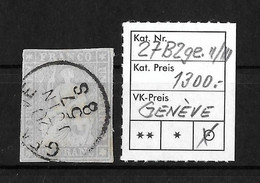 1854-1862 Helvetia (ungezähnt) → Rundstempel Genève   ►SBK-27B2ge.II/III (27C) / Zweiseitig Guter Schnitt◄ - Gebraucht