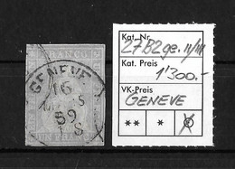 1854-1862 Helvetia (ungezähnt) → Rundstempel Genève   ►SBK-27B2ge.II/III (27C) / Dreiseitig Guter Schnitt◄ - Gebraucht