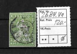 1854-1862 Helvetia (ungezähnt) → 2-Kreisstempel   ►SBK-26B4.Va (26G) / Dreiseitig überrandig◄ - Gebraucht