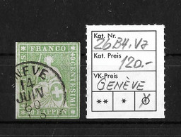 1854-1862 Helvetia (ungezähnt) → Kreisstempel Genève ►SBK-26B4.Va (26G) / Guter Schnitt◄ - Gebraucht