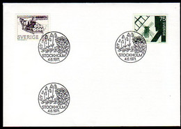 SWEDEN 1971  Definitive: Wood Sledge And Windmill FDCs (2).  Michel 710-11 - FDC