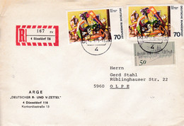 Eingedruckter R-Zettel,  4 Düsseldorf 116, ARGE R- Und V-Zettel, 167 Ub "rv" - R- & V- Vignetten