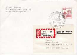 Eingedruckter R-Zettel,  419 Kleve, Niederrhein 1,  Nr. 891 Ub "dd", E. Hannen, Bedburg - Etiquettes 'Recommandé' & 'Valeur Déclarée'