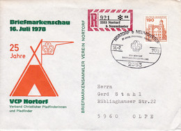 Eingedruckter R-Zettel,  2353 Nortorf B Neumünster ,  Nr. 921 * Sa, Pfadfinder - R- & V- Labels