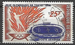 CONGO   -    Aéro   -    1964 .  Y&T N° 21 Oblitéré.  JO De Tokyo  /  Lancer Du Marteau - Oblitérés