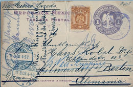 1908  MÉXICO , ENTERO POSTAL CIRCULADO A WILMERSDORF Y REDIRIGIDO A NEURUPPIN - México