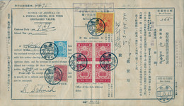 1935 , JAPAN , POSTAL NOTE FOR CUSTOMS DUTY FRANKED BY REVENUE STAMPS , TOKYO DATE STAMPS - Covers & Documents