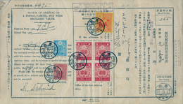 1935 , JAPAN , POSTAL NOTE FOR CUSTOMS DUTY FRANKED BY REVENUE STAMPS , TOKYO DATE STAMPS - Lettres & Documents