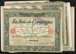 Lot 25 Stück - La Soie De Compiègne SA - Action De 100 Francs - 1926 - EF - Textiel
