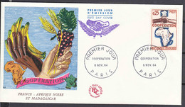 France 1964 Cooperation FDC - Lettres & Documents
