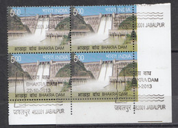 INDIA 2013, FIRST DAY CANCELLED, Bhakra Nangal Dam, Water, Irrigation, Block Of 4 - Gebruikt