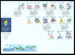 Hong Kong 1999 Definitive Stamps 16 Denominations FDC Skyline Postmark - FDC