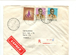 ZAIRE Kinshasa 1972 - Affranchissement Sur Lettre Recommandée  - - Other & Unclassified