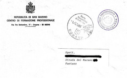 SAN MARINO - 1988 Lettera In FRANCHIGIA Con Timbro Del Centro Di Formazione Professionale - 1940 - Briefe U. Dokumente