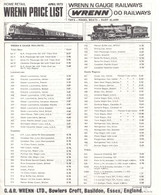 Catalogue WRENN PRICE-LIST 1972 April N Gauge - OO Gauge And Toys - Englisch