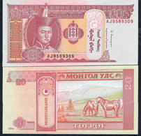 MONGOLIA P63d 20 Tugrik 2014 #AJ FIRST PREFIX   UNC. - Mongolie