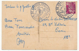 FRANCE - Oblit Illustrée "Tour De France Cycliste TOULOUSE 10 Juillet 1948" Sur CPSM Hotel Regina Toulouse - Briefe U. Dokumente