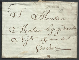L 1786 Marque LOUVAIN + "5" Pour Verviers - 1714-1794 (Pays-Bas Autrichiens)
