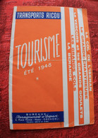 Rare 1948 VOYAGES TRANSPORTS RICOU GRENOBLE-DÉPLIANT TOURISTIQUE-SERVICE AÉRIEN-ITALIE-SUISSE-QUEYRAS-BRIANCON-ANNECY - Toeristische Brochures