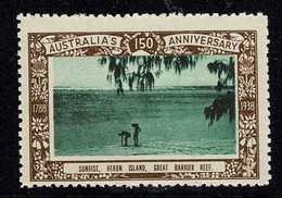 Australia 1938 Sunrise, Heron Island, Great Barrier Reef - NSW 150th Anniversary Cinderella MNH - Werbemarken, Vignetten