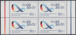 !a! GERMANY 2020 Mi. 3554 MNH BLOCK W/ Right & Left Margins (b) - Presidency Of The European Council - Unused Stamps