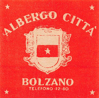011134 "ALBERGO CITTA' - BOLZANO" ETICHETTA - Etiquettes D'hotels