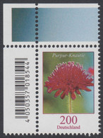 !a! GERMANY 2020 Mi. 3556 MNH SINGLE From Upper Left Corner - Flowers: Purple Scabiosa - Unused Stamps