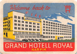 011138 "GRAND HOTEL ROYAL - NARVIK"  ANIMATA. ETICHETTA - Adesivi Di Alberghi