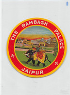 011148 "THE RAMBAGH PALACE - JAIPUR - INDIA"  ANIMATA, ELEFANTE. ETICHETTA - Etiquettes D'hotels