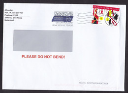 Netherlands: Cover, 2020, 2 Stamps, AIDS, HIV, Disease, Health, Red Ribbon, Cancel Postage Control (left Stamp Damaged) - Storia Postale